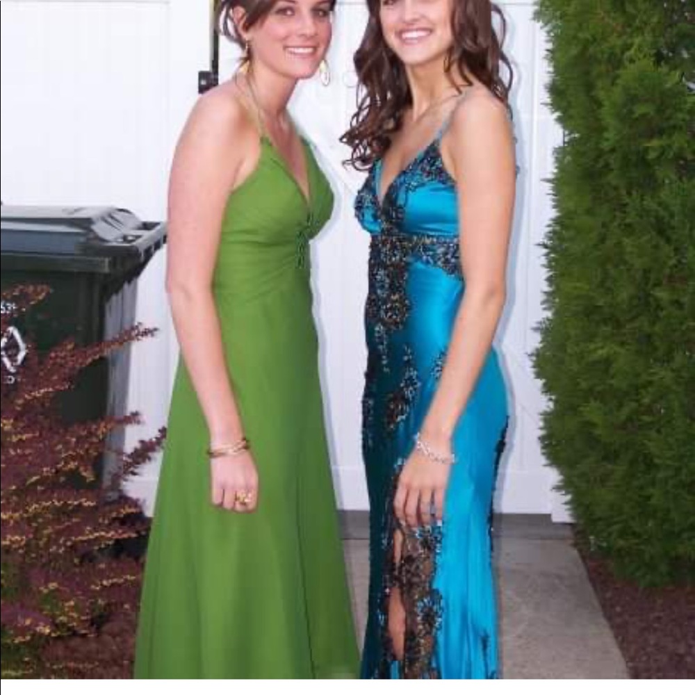 Blue silk dress